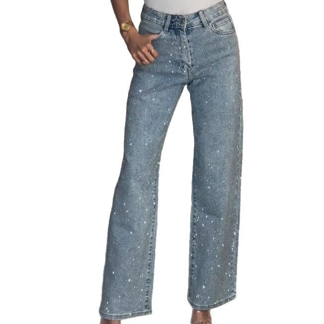 Light Blue High-Waisted Straight-Leg Jeans – Vintage Wash Comfort-HighTouch