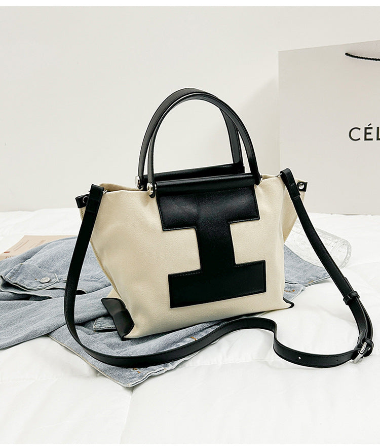 Canvas Bag Large-Capacity Commuting Fashionable and Versatile Handbag-HighTouch