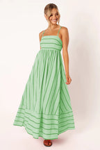 Striped Halter Backless Dress-HighTouch