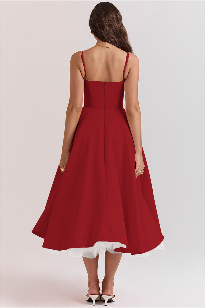 Double-Layer Tulle Halter Maxi Dress – Elegant French-HighTouch