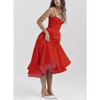 Suspender V-Neck Maxi Dress – Flowy Fluffy Skirt, Elegant Sleeveless Silhouette-HighTouch