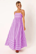 Striped Halter Backless Dress-HighTouch