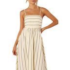 Striped Halter Backless Dress-HighTouch