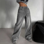 Cement Grey High-Waisted Straight Leg Jeans – Slimming Narrow Retro Fit-HighTouch