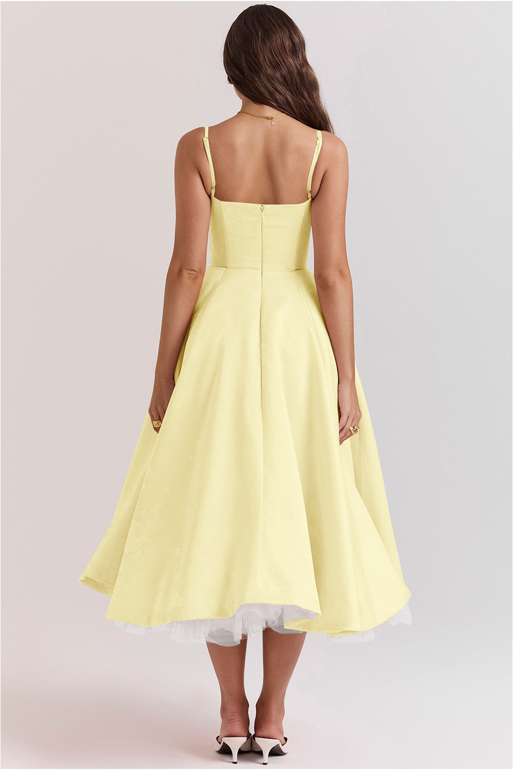 Double-Layer Tulle Halter Maxi Dress – Elegant French-HighTouch