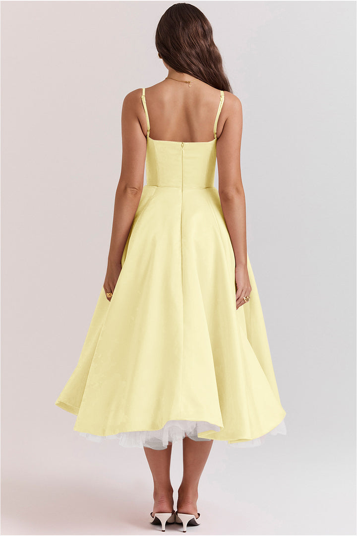 Double-Layer Tulle Halter Maxi Dress – Elegant French-HighTouch