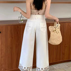 Women’s Summer Wide-Leg Embroidered Jeans-HighTouch