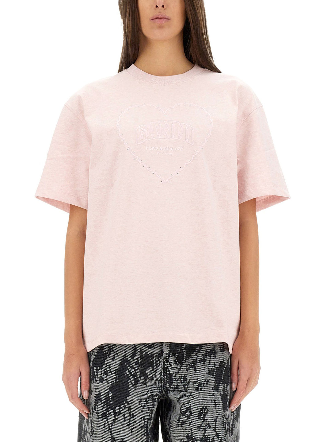 Striped Halter Backless Tee – Sweet Diamond & Heart Embroidery-HighTouch