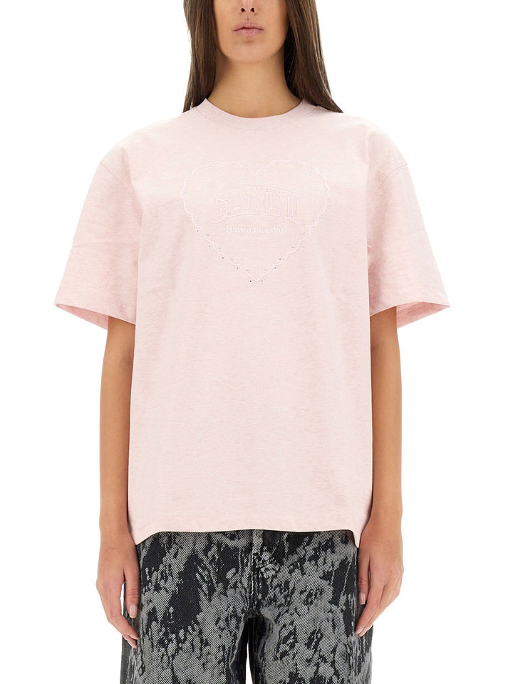 Striped Halter Backless Tee – Sweet Diamond & Heart Embroidery-HighTouch