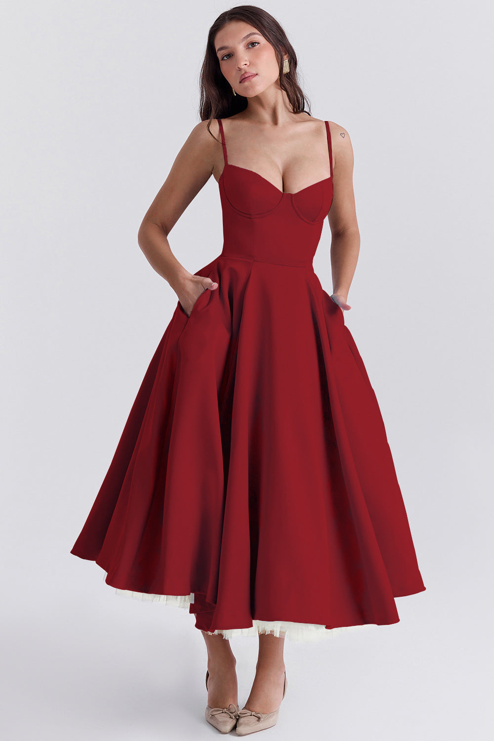 Double-Layer Tulle Halter Maxi Dress – Elegant French-HighTouch
