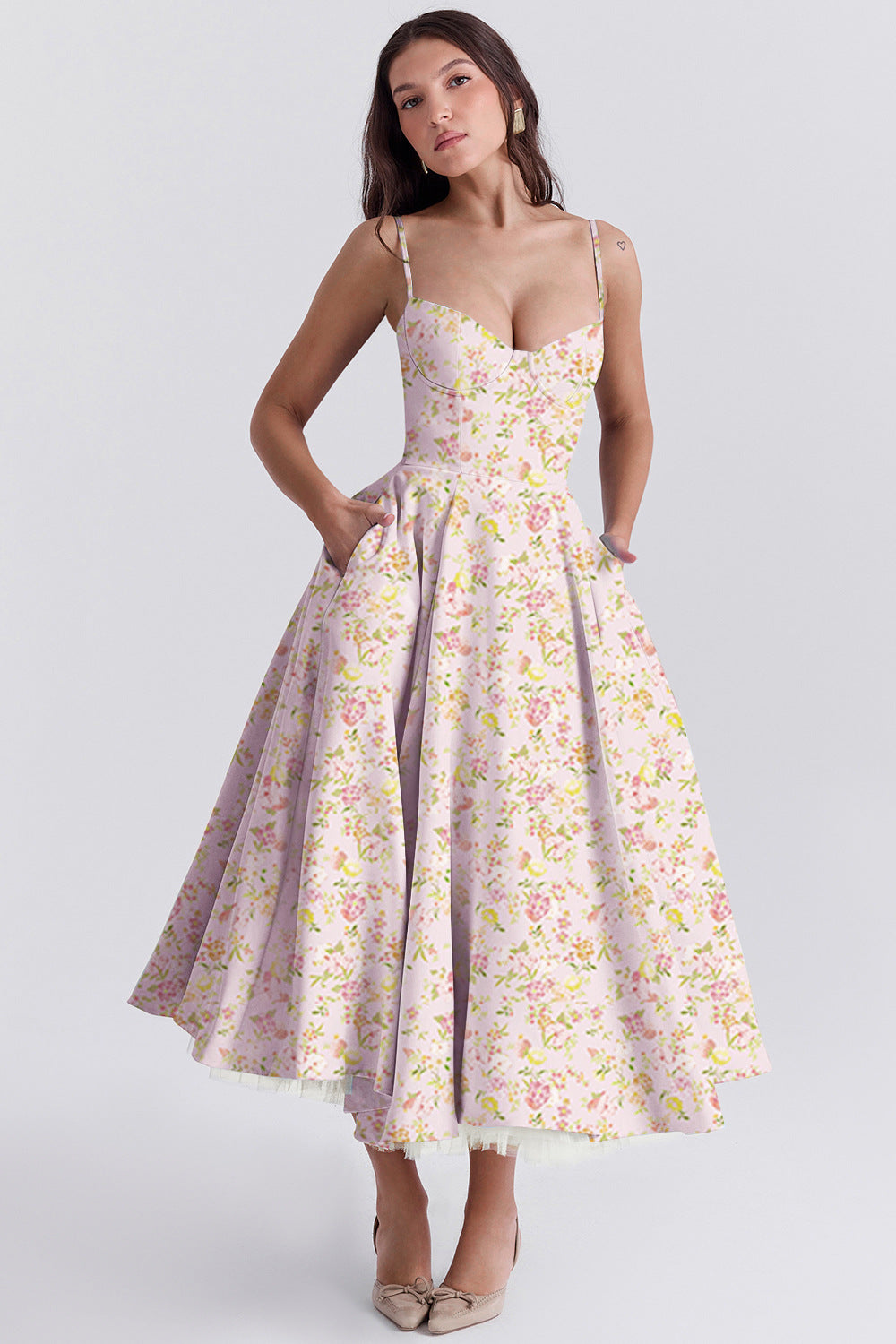 Double-Layer Tulle Halter Maxi Dress – Elegant French-HighTouch