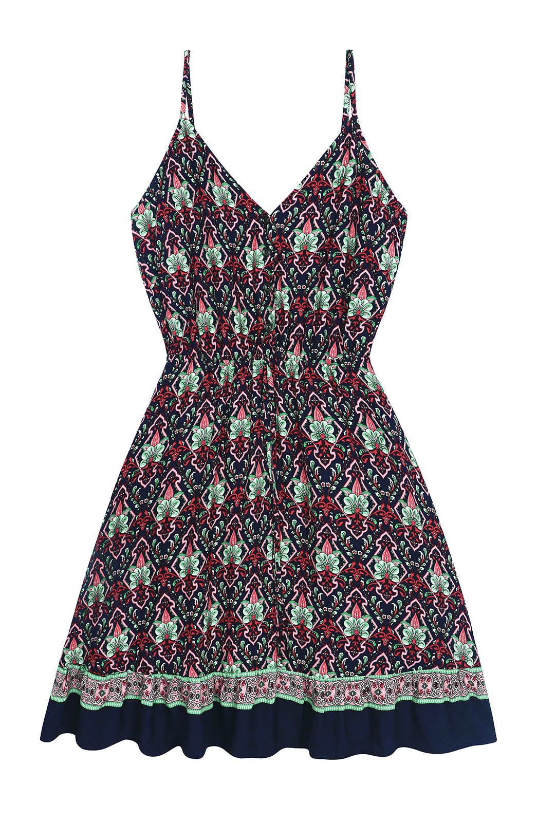 Retro Pleated Sleeveless V-Neck Halter Short Dress Women-HighTouch
