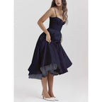 Suspender V-Neck Maxi Dress – Flowy Fluffy Skirt, Elegant Sleeveless Silhouette-HighTouch