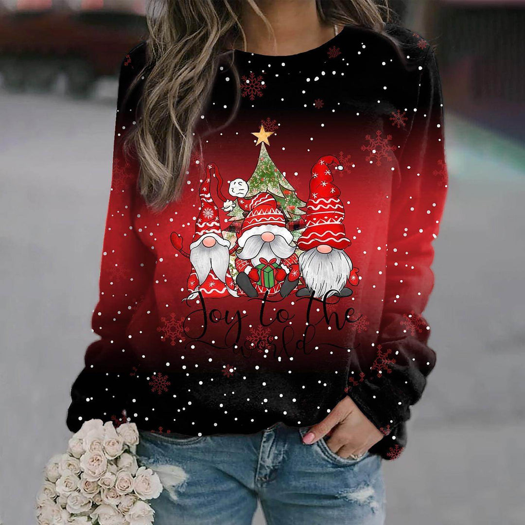 Women's Christmas Gnome Graphic Crew Neck Sweatshirt
