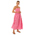 Striped Halter Backless Dress-HighTouch