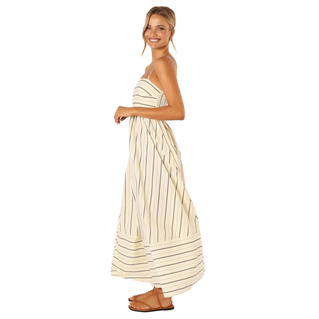 Striped Halter Backless Dress-HighTouch