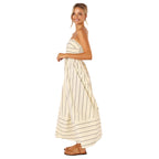 Striped Halter Backless Dress-HighTouch