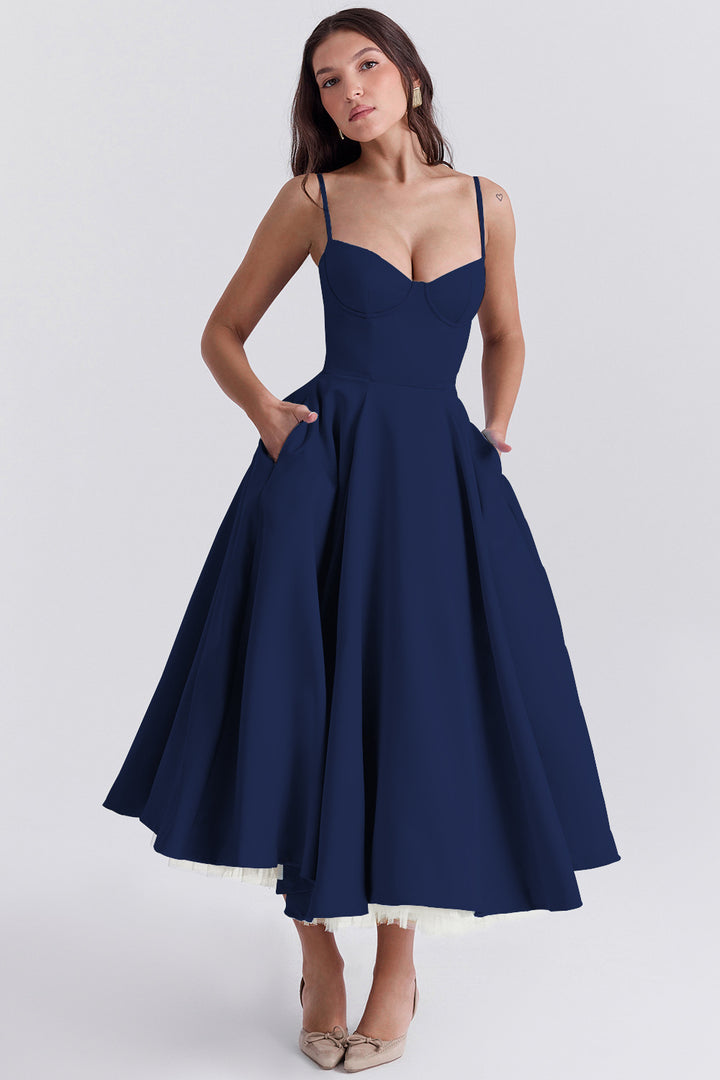 Double-Layer Tulle Halter Maxi Dress – Elegant French-HighTouch