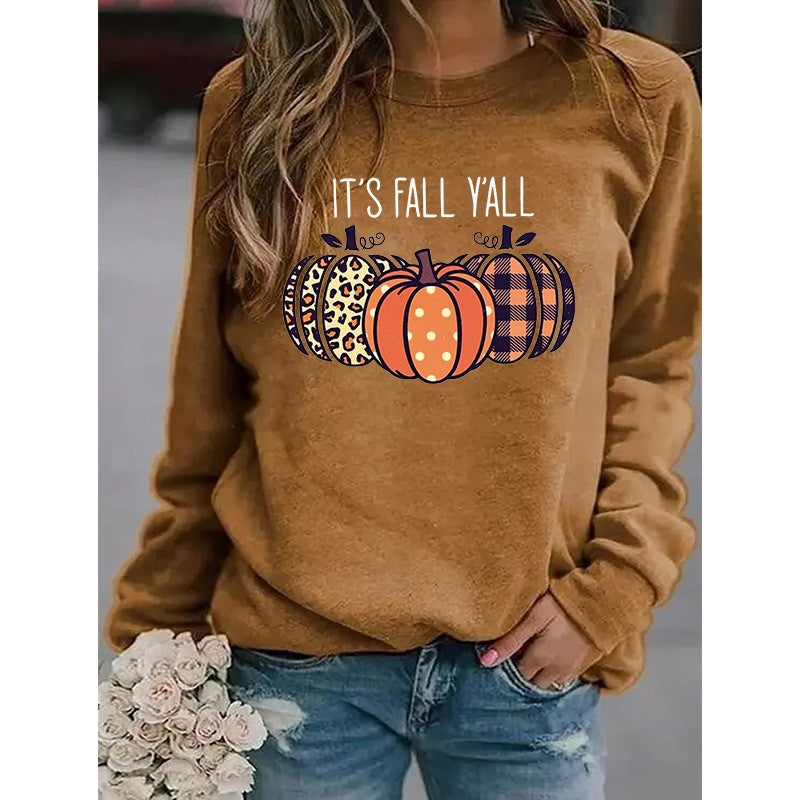 Women’s Halloween Pumpkin Print Sweater-HighTouch