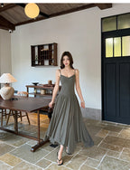 Cross-border Summer halter dress Halter Pleated A-Line Maxi Dress-HighTouch
