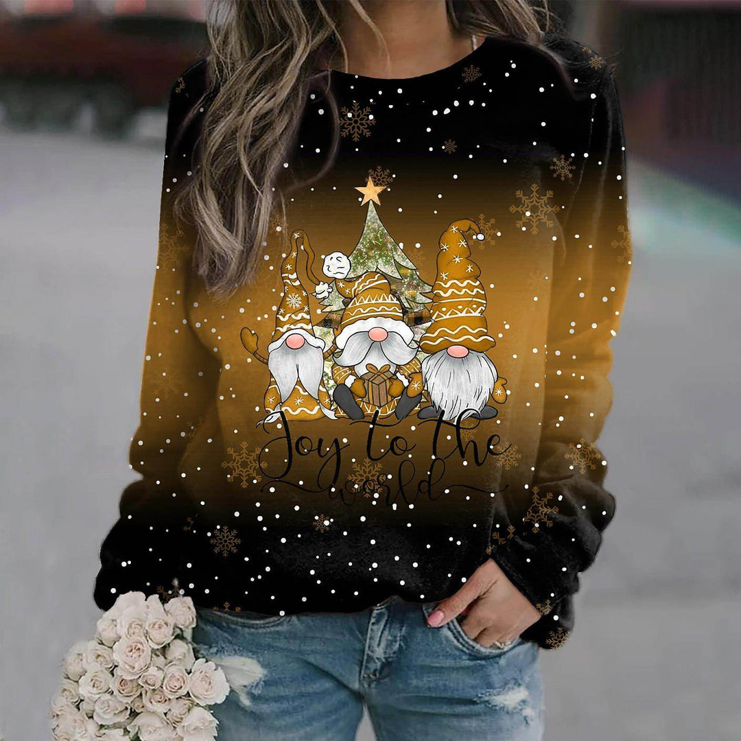 Women's Christmas Gnome Graphic Crew Neck Sweatshirt