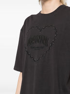 Striped Halter Backless Tee – Sweet Diamond & Heart Embroidery-HighTouch