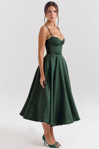 Suspender V-Neck Maxi Dress – Flowy Fluffy Skirt, Elegant Sleeveless Silhouette-HighTouch