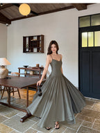 Cross-border Summer halter dress Halter Pleated A-Line Maxi Dress-HighTouch