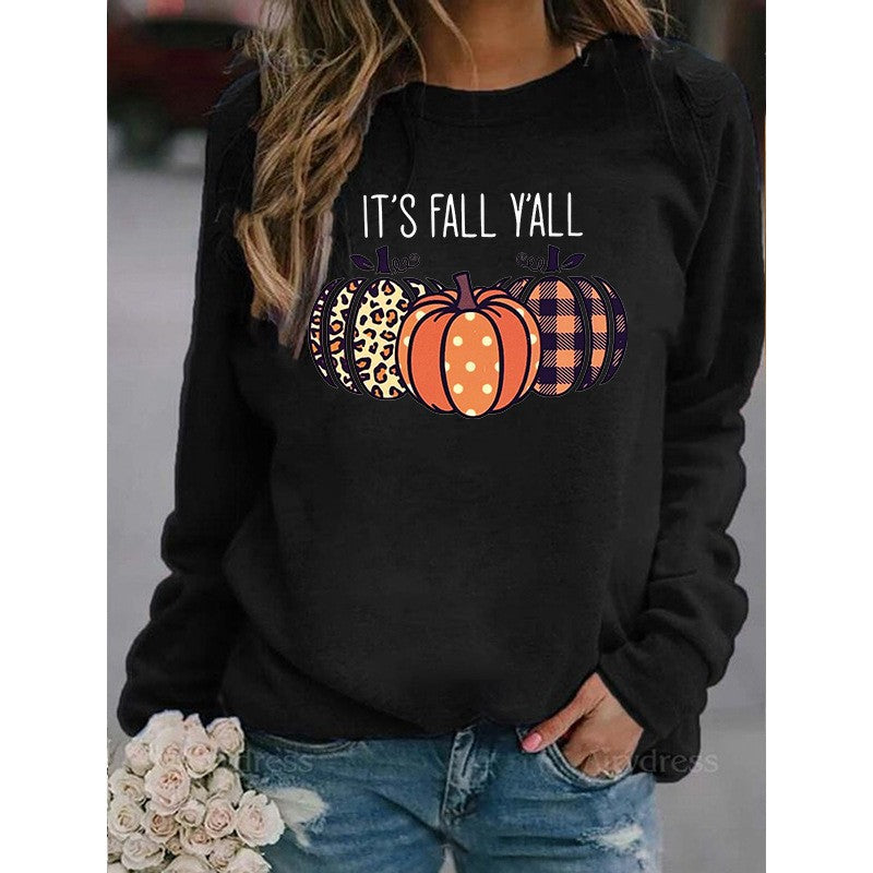 Women’s Halloween Pumpkin Print Sweater-HighTouch