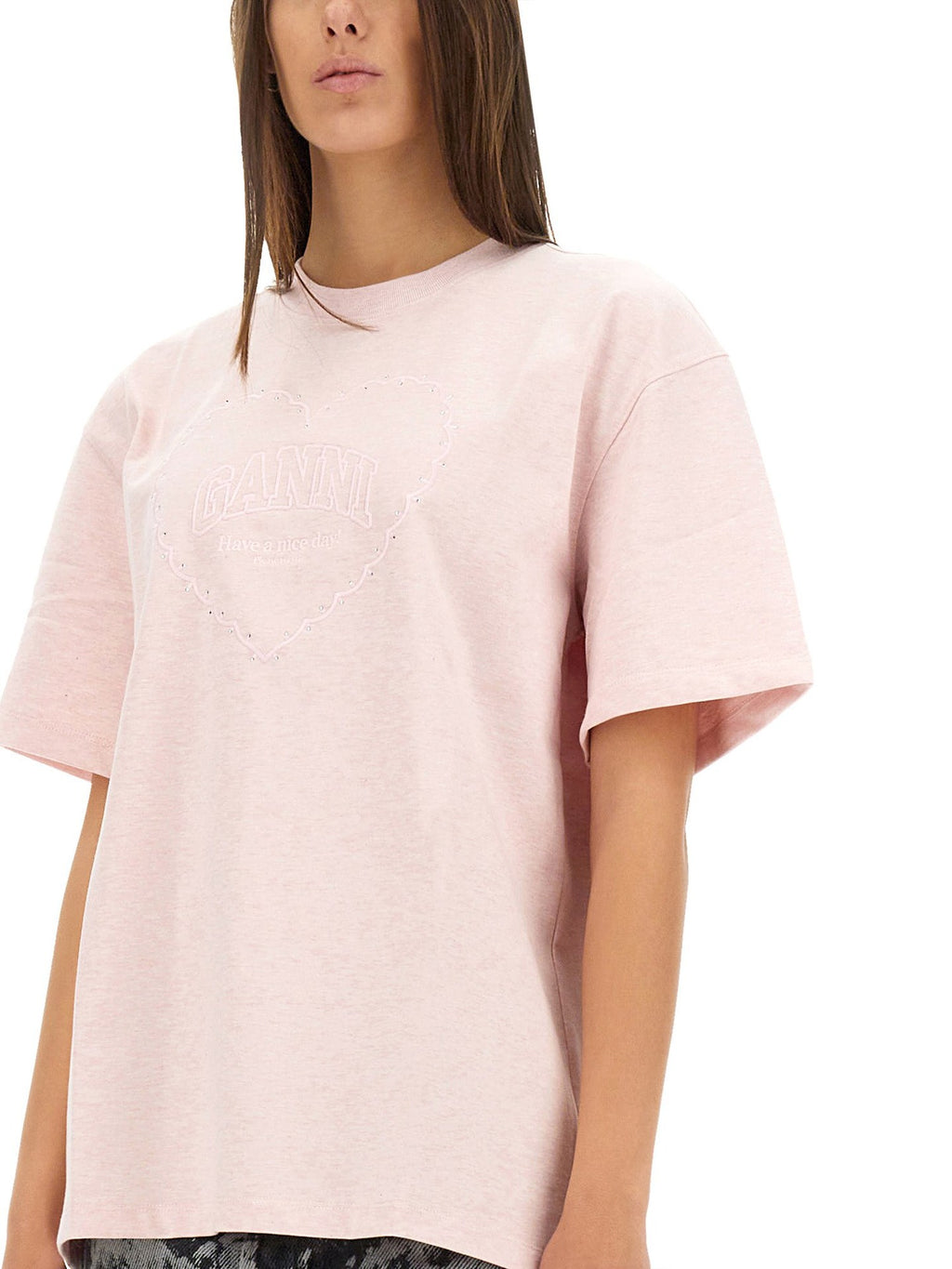 Striped Halter Backless Tee – Sweet Diamond & Heart Embroidery-HighTouch