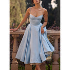 Suspender V-Neck Maxi Dress – Flowy Fluffy Skirt, Elegant Sleeveless Silhouette-HighTouch