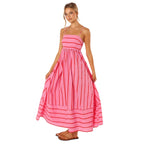 Striped Halter Backless Dress-HighTouch