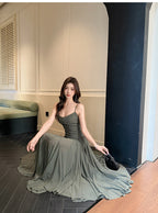 Cross-border Summer halter dress Halter Pleated A-Line Maxi Dress-HighTouch