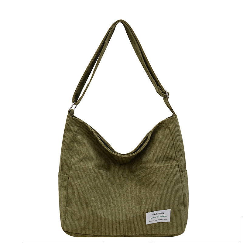Cross-border corduroy fabric bag women Corduroy Shoulder – Large-Capacity-HighTouch
