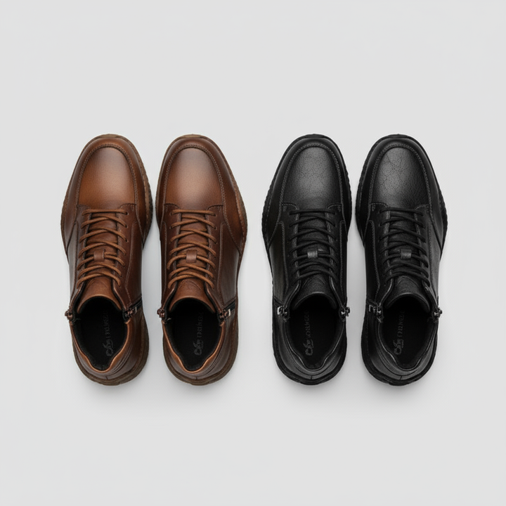 Men’s Leather Ankle Boots – Zip Comfort & Grip