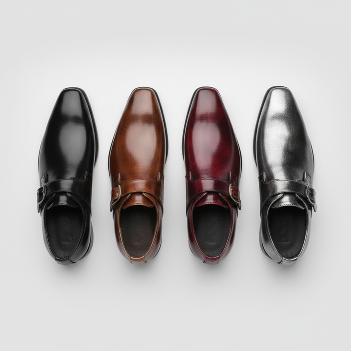 Men's Burnished Leather Monk Strap Shoes