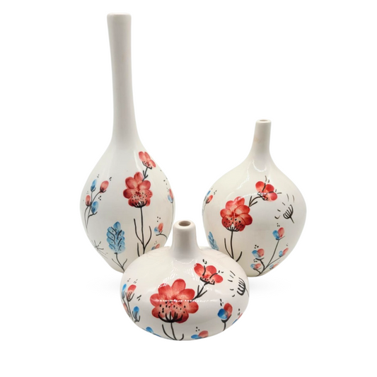 Red Flower Ceramic Vases Multi Shape