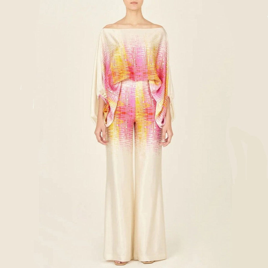 Elegant Two Piece Summer Set With Sophisticated Prints And Luxurious Fabrics