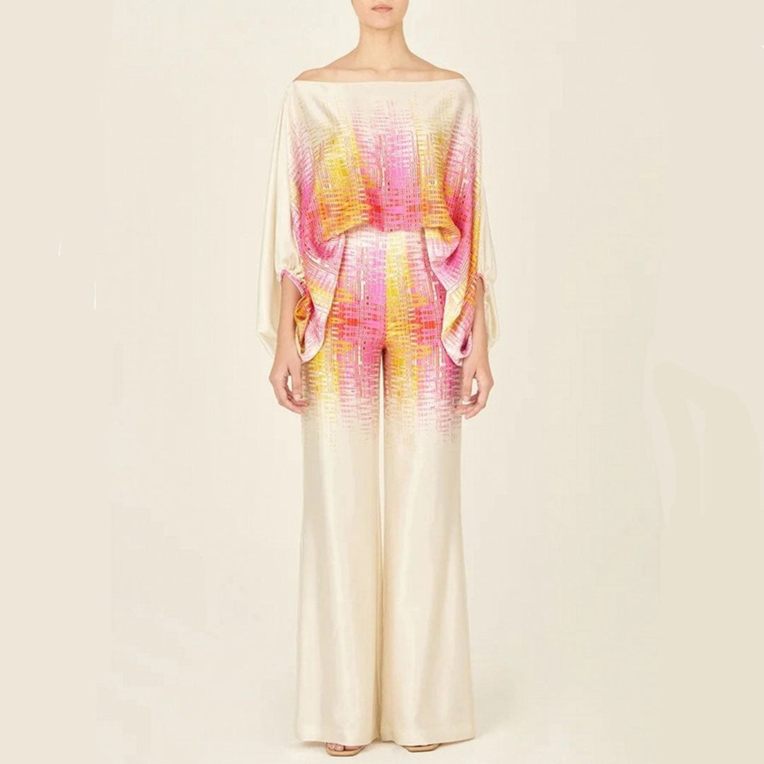 Elegant Two Piece Summer Set With Sophisticated Prints And Luxurious Fabrics