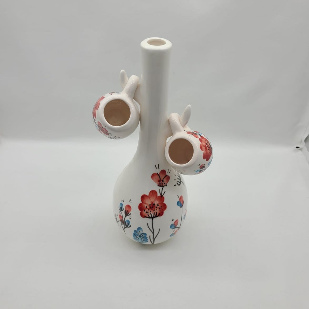 Red Flower Jug with Two Mini Cups