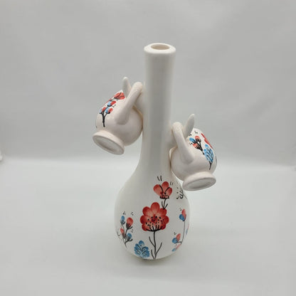 Red Flower Jug with Two Mini Cups