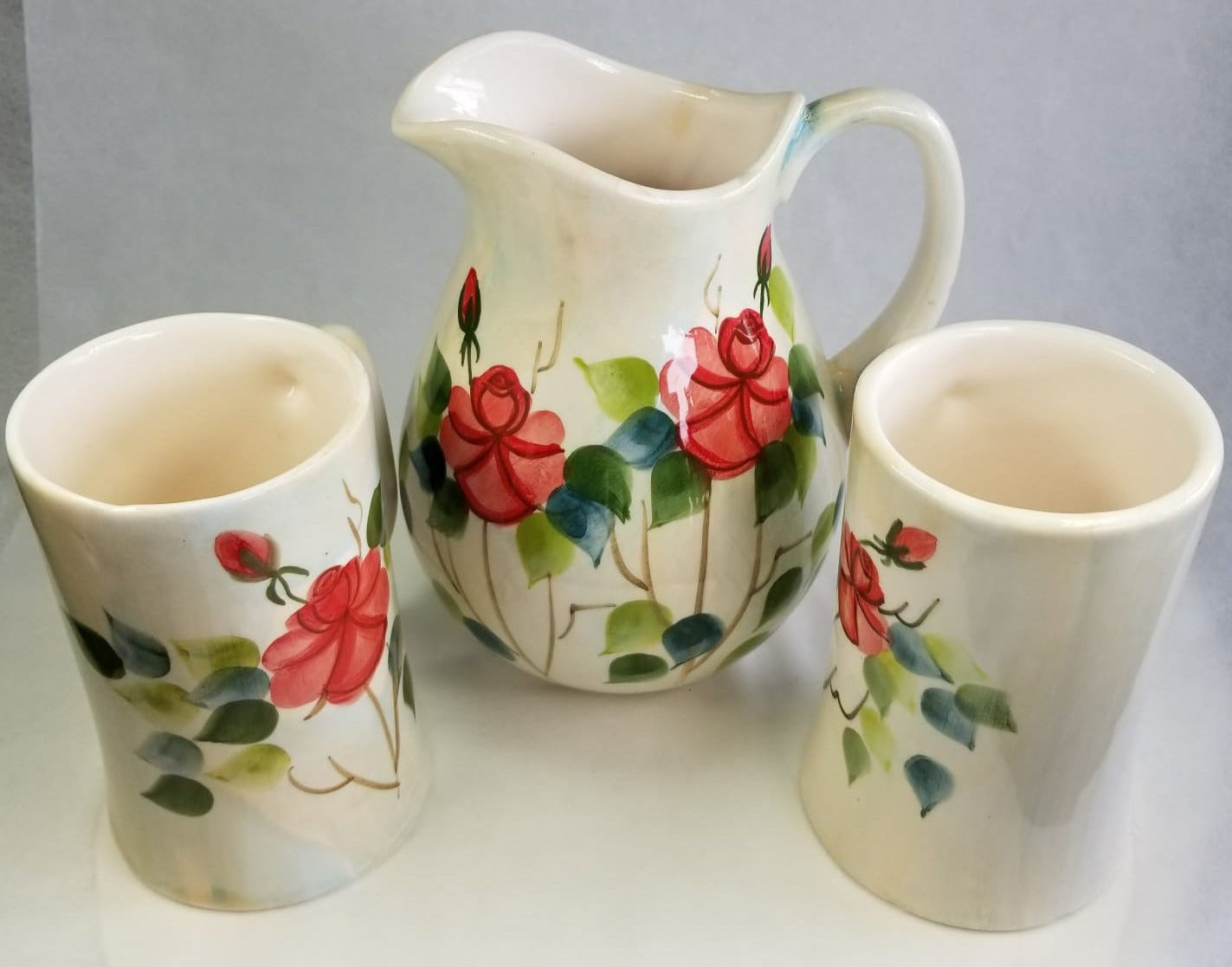 Red Flower Ceramic Jug and Cups - HighTouch 