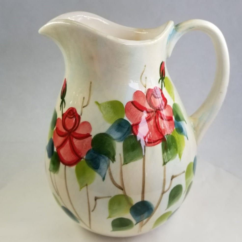 Red Flower Ceramic Jug and Cups