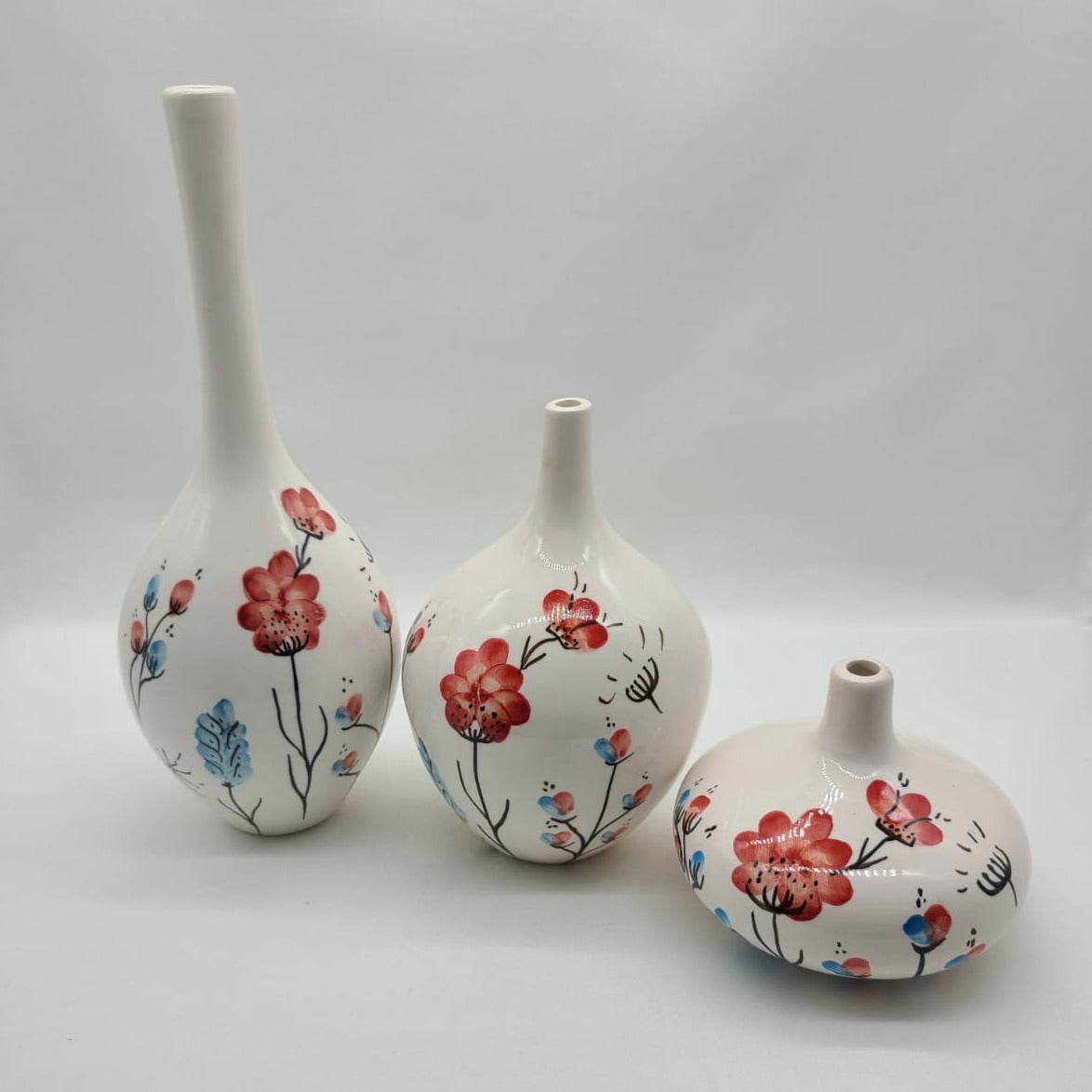 Red Flower Ceramic Vases