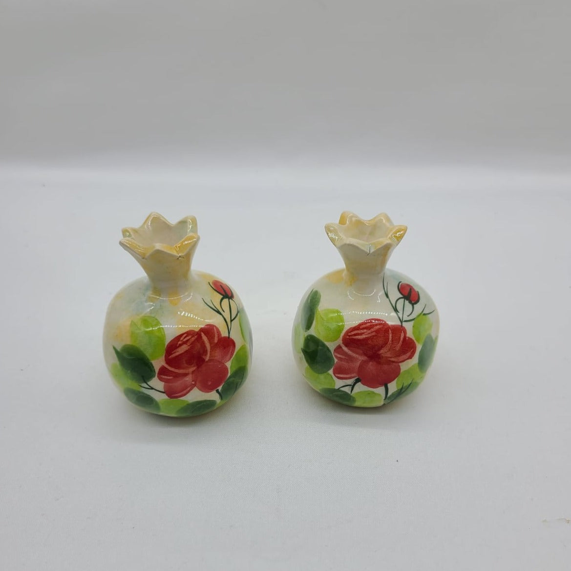 Red Rose Ceramic-Pomegranate Candle Holder - HighTouch 