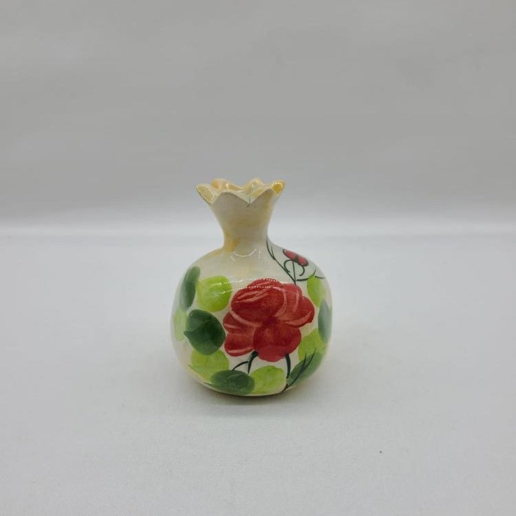 Red Rose Ceramic-Pomegranate Candle Holder - HighTouch 