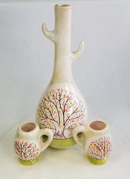 Family Tree Ceramic Jug with Two Mini Cups
