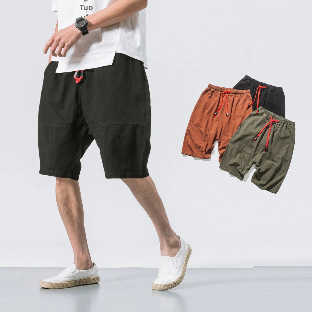 Men's Linen Shorts with Drawstring - Relaxed Summer Comfort