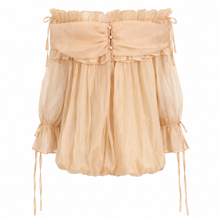 Linger | Champagne Off Shoulder Ruffle Blouse