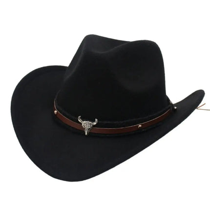 Western Cowboy Hat – Jazz Knight felt hat with bull-shaped décor